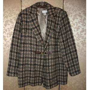 Soft Surroundings Plaid Tweed Buckle Jacket PXL
